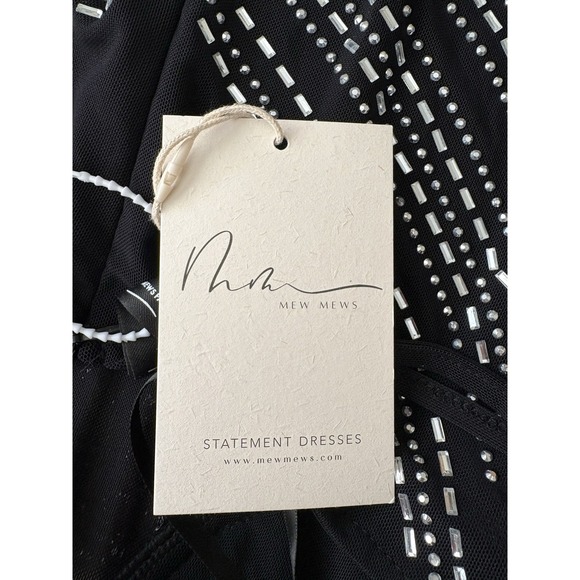 NWT Mew Mews Black Rhinestone Maxi Evening Statement Dress M New Years Eve NEW - Picture 11 of 16
